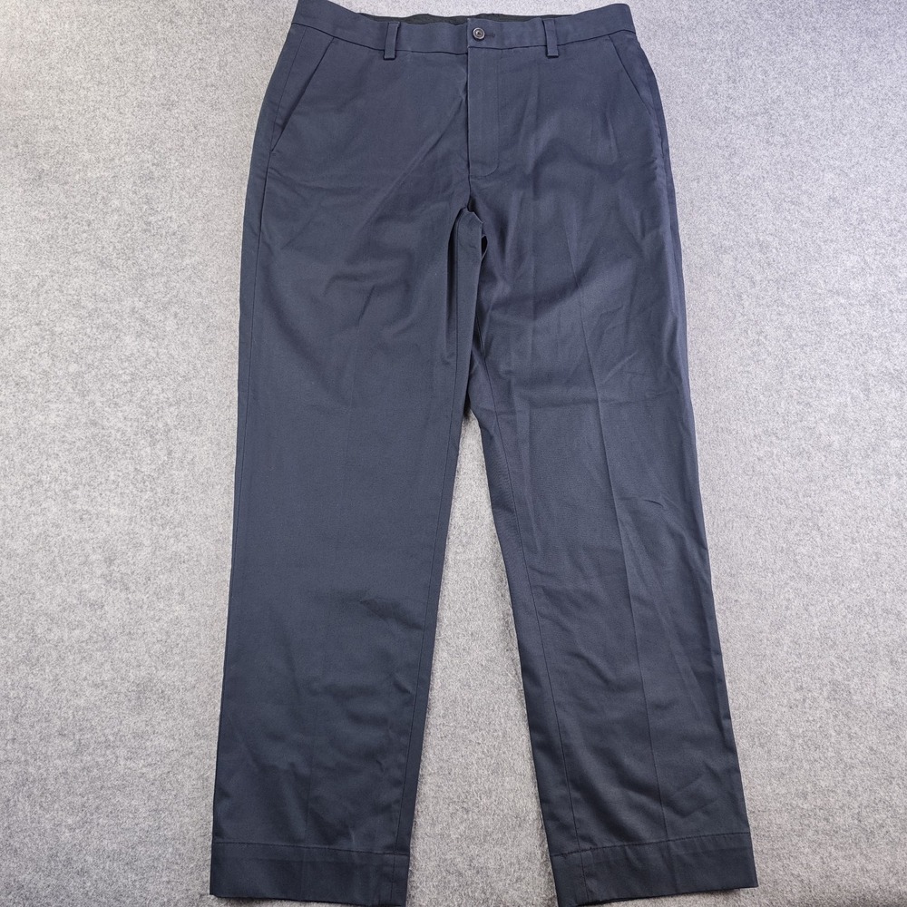 Brooks Brothers Advantage Chino Stretch Clark Fit 34x30 Blue Flat Front Cotton
